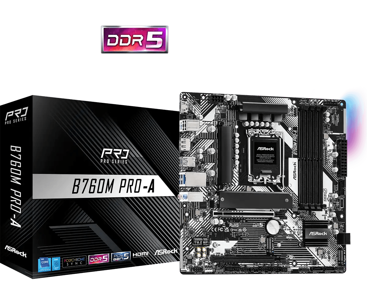 ASRock B760M Pro - A LGA 1700 Socket Intel Motherboard | 90 - MXBNF0 - A0UAYZ - Vektra Computers LLC ASRock B760M Pro - A LGA 1700 Socket Intel Motherboard | 90 - MXBNF0 - A0UAYZ - Vektra Computers LLC